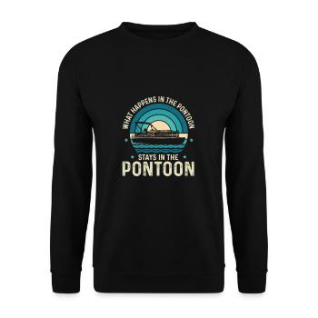 What Happens On The Pontoon Stays On The Pontoon - Unisex Sweatshirt - black - Front - Alina (178cm) & Michal (187cm)
