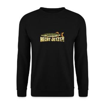 Hecht Jetzt Lustig Hecht Angler Fischer - Unisex Pullover - Schwarz - Vorne - Alina (178cm) & Michal (187cm)