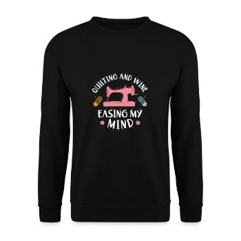 Funny Machine Quilting Quilt Humor For A Wine - Unisex Sweatshirt - black - Front - Alina (178cm) & Michal (187cm)