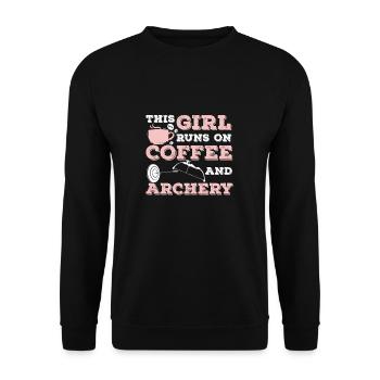 Dieses Mädchen läuft auf Kaffee, lustige - Unisex Pullover - Schwarz - Vorne - Alina (178cm) & Michal (187cm)