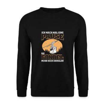 Pause Bergbahn Gondel Seilbahn Lustig - Unisex Pullover - Schwarz - Vorne - Alina (178cm) & Michal (187cm)