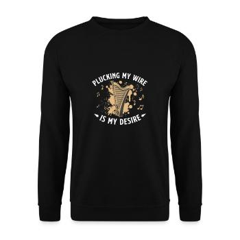 Plucking The Wire Is My Desire Funny Harp Player - Unisex Pullover - Schwarz - Vorne - Alina (178cm) & Michal (187cm)
