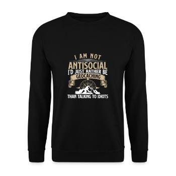 Ich bin nicht antisozial Lustiger - Unisex Pullover - Schwarz - Vorne - Alina (178cm) & Michal (187cm)