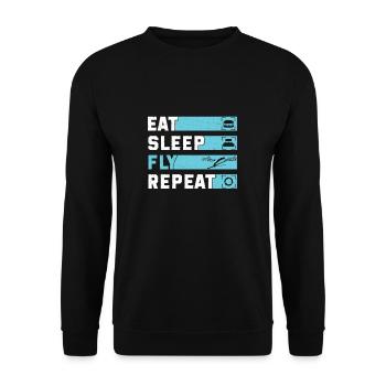 Eat Sleep Fly Repeat Skispringen Lustig Skifliegen - Unisex Pullover - Schwarz - Vorne - Alina (178cm) & Michal (187cm)