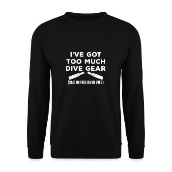 J'ai trop de matériel de plongée Funny Freediving - Sweat-shirt Unisexe - noir - Devant - Alina (178cm) & Michal (187cm)
