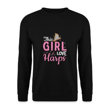 This Girl Love Harps Jeu de harpes amusant - Sweat-shirt Unisexe - noir - Devant - Alina (178cm) & Michal (187cm)