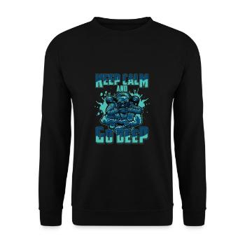 Deep Calm And Go Deep Lustiges technisches Tauchen - Unisex Pullover - Schwarz - Vorne - Alina (178cm) & Michal (187cm)