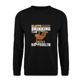 Sloth Drinking Funny Sleeping For A Lazy - Unisex Sweatshirt - black - Front - Alina (178cm) & Michal (187cm)