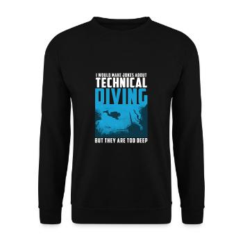 Witze über technisches Tauchen sind zu tief Funny - Unisex Pullover - Schwarz - Vorne - Alina (178cm) & Michal (187cm)