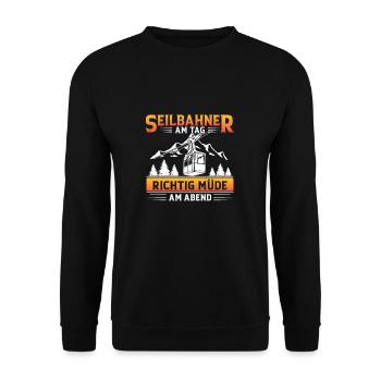 Seilbahner Am Tag Müde Am Abend Bergbahn Lustig - Unisex Pullover - Schwarz - Vorne - Alina (178cm) & Michal (187cm)