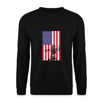 Amerikanische Flagge Baseball Catcher - Unisex Pullover - Schwarz - Vorne - Alina (178cm) & Michal (187cm)