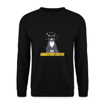 Lustige Kater-Schattierungen, Kopfschmerzen für - Unisex Pullover - Schwarz - Vorne - Alina (178cm) & Michal (187cm)