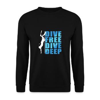 Dive Free Dive Deep Funny Freediving - Unisex Sweatshirt - black - Front - Alina (178cm) & Michal (187cm)