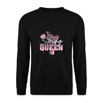 String Queen Funny Harpist Harp Player - Unisex Sweatshirt - black - Front - Alina (178cm) & Michal (187cm)