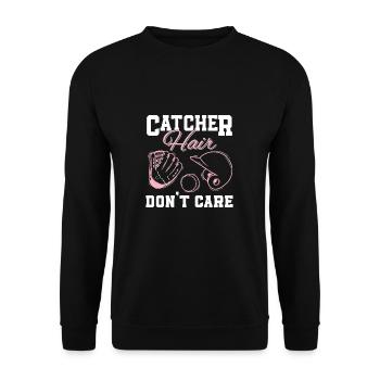 Cather Hair Don't Care Masque humoristique en fer - Sweat-shirt Unisexe - noir - Devant - Alina (178cm) & Michal (187cm)