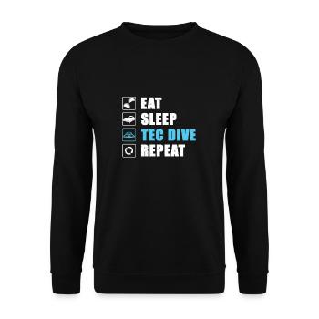 Eat Sleep Tec Dive Repeat Technisches Tauchen - Unisex Pullover - Schwarz - Vorne - Alina (178cm) & Michal (187cm)