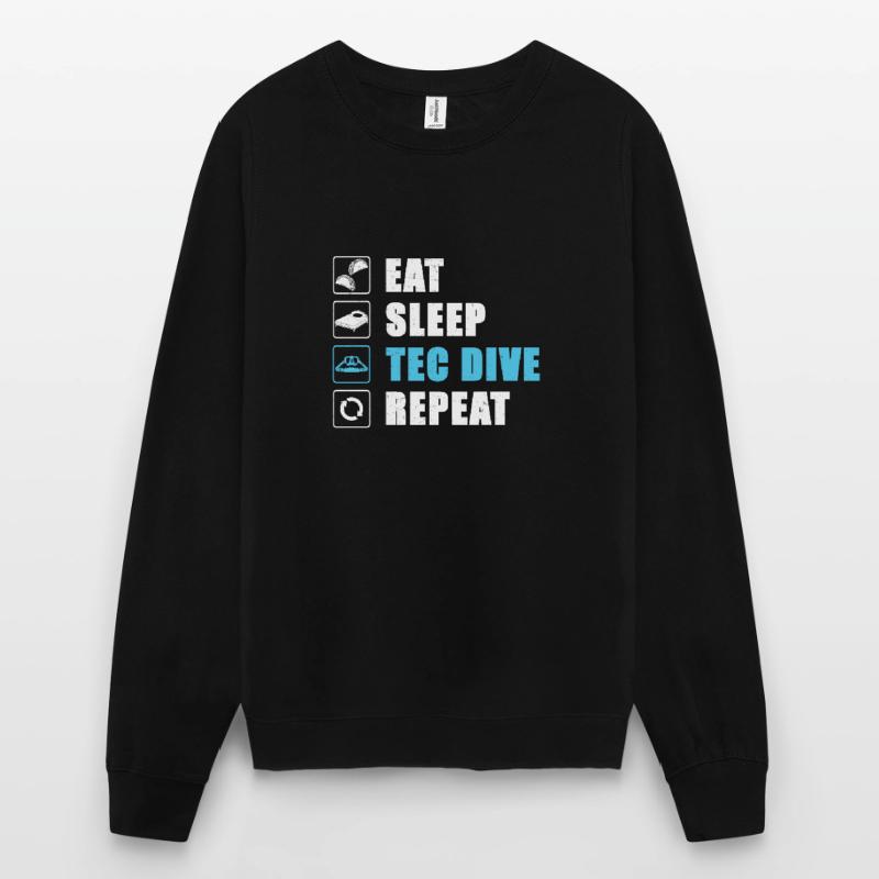 Eat Sleep Tec Dive Repeat Plongée technique Sweat-shirt Unisexe
