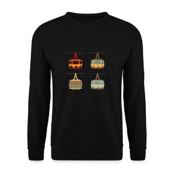 Seilbahn Retro Bergbahn Gondel Luftseilbahn - Unisex Pullover - Schwarz - Vorne - Alina (178cm) & Michal (187cm)