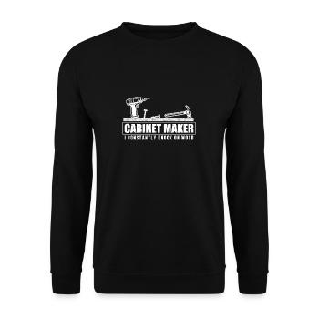 Ständig klopfen auf WoodFunny Cabinet Maker - Unisex Pullover - Schwarz - Vorne - Alina (178cm) & Michal (187cm)