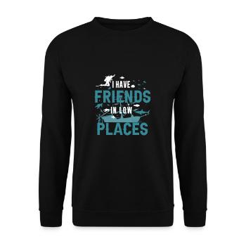 Ich habe Freunde in niedrigen Lagen Shark - Unisex Pullover - Schwarz - Vorne - Alina (178cm) & Michal (187cm)
