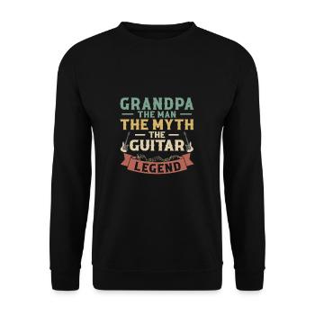 Papy The Man Le mythe La légende de la guitare - Sweat-shirt Unisexe - noir - Devant - Alina (178cm) & Michal (187cm)