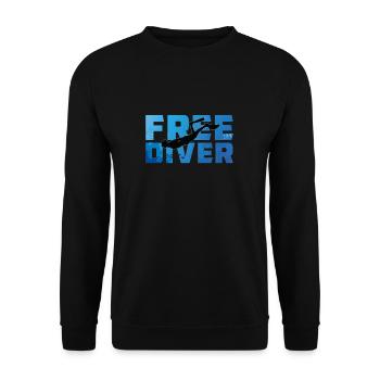 Free Diver Logo Freitauchen Ocean - Unisex Pullover - Schwarz - Vorne - Alina (178cm) & Michal (187cm)