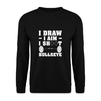 Lustiger Bogenschießwettbewerb „I Draw“ für - Unisex Pullover - Schwarz - Vorne - Alina (178cm) & Michal (187cm)
