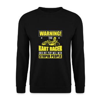Warning Funny Go-Kart Racing Humor For A Karting - Unisex Sweatshirt - black - Front - Alina (178cm) & Michal (187cm)