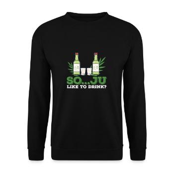 Soju Like To Drink? Lustiges koreanisches - Unisex Pullover - Schwarz - Vorne - Alina (178cm) & Michal (187cm)
