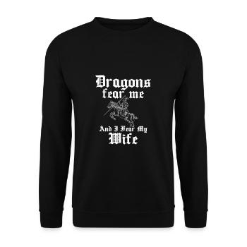 Dragons Fear Me Funny Jousting Lance Buhurt - Unisex Sweatshirt - black - Front - Alina (178cm) & Michal (187cm)
