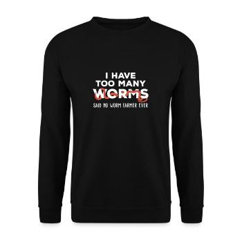 Ich habe zu viele lustige Vermicomposting-Humor - Unisex Pullover - Schwarz - Vorne - Alina (178cm) & Michal (187cm)