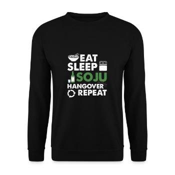 Eat Sleep Soju Hangover Repeat Funny Korean - Unisex Sweatshirt - black - Front - Alina (178cm) & Michal (187cm)