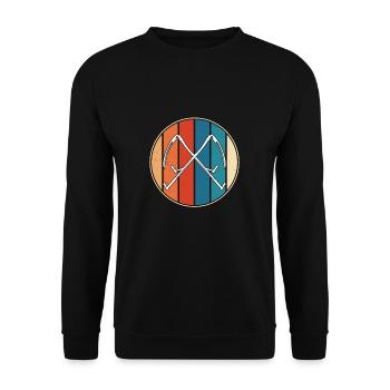 Sensenmähen Retro Farben Lustig Sensenmähen - Unisex Pullover - Schwarz - Vorne - Alina (178cm) & Michal (187cm)