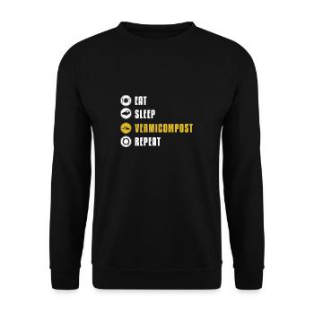 Eat Sleep Drôle Vermiculture Humour pour - Sweat-shirt Unisexe - noir - Devant - Alina (178cm) & Michal (187cm)