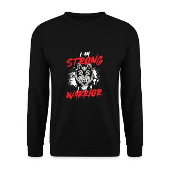 Ich bin ein starker bösartiger Krieger Symbolik - Unisex Pullover - Schwarz - Vorne - Alina (178cm) & Michal (187cm)