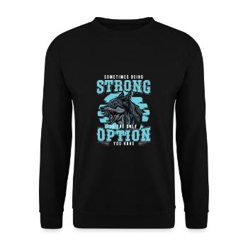 Starker Wolf Klassischer motivierender Alpha A - Unisex Pullover - Schwarz - Vorne - Alina (178cm) & Michal (187cm)