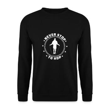 Corde à sauter amusante Never Stop To Hop - Sweat-shirt Unisexe - noir - Devant - Alina (178cm) & Michal (187cm)