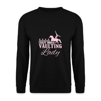 Crazy Horse Vaulting Lady Funny Horse Vaulting - Unisex Sweatshirt - black - Front - Alina (178cm) & Michal (187cm)