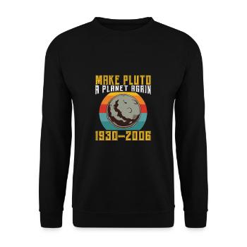 Machen Sie Pluto wieder zu einem Planeten Vintage - Unisex Pullover - Schwarz - Vorne - Alina (178cm) & Michal (187cm)