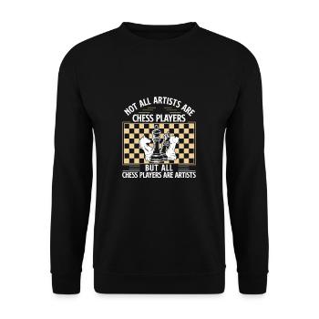 Vintage-Brettspielkunst für einen Künstler, der - Unisex Pullover - Schwarz - Vorne - Alina (178cm) & Michal (187cm)