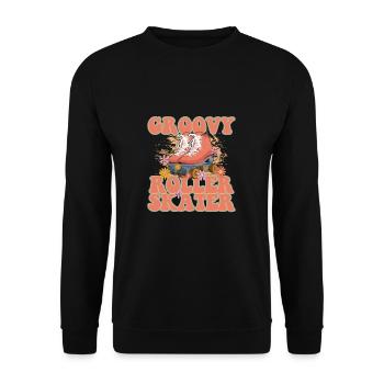 Groovy Rollschuhe für einen Retro-Skater-Mädchen, - Unisex Pullover - Schwarz - Vorne - Alina (178cm) & Michal (187cm)