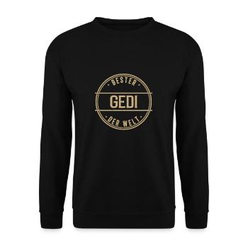 Bester Gedi Der Welt Funny Men's Name - Unisex Sweatshirt - black - Front - Alina (178cm) & Michal (187cm)