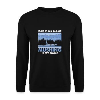 Husky Dad est mon nom Mushing est mon jeu - Sweat-shirt Unisexe - noir - Devant - Alina (178cm) & Michal (187cm)