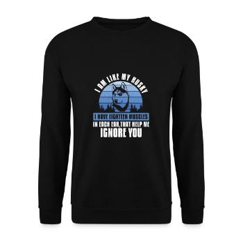 I Am Like My Husky Funny Mushing Sled Dog Racing - Unisex Sweatshirt - black - Front - Alina (178cm) & Michal (187cm)