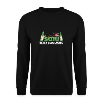 Soju Is My Seoulmate Funny Korean Liquor Drink - Unisex Sweatshirt - black - Front - Alina (178cm) & Michal (187cm)