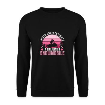 Retro Snowmobile Rider For Snocross Racing Girl - Unisex Sweatshirt - black - Front - Alina (178cm) & Michal (187cm)