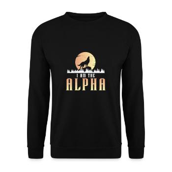 Ich bin der Alpha Heulender Wolf Vollmond für - Unisex Pullover - Schwarz - Vorne - Alina (178cm) & Michal (187cm)