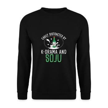 Easily Distracted By K-Drama And Soju Korean - Unisex Sweatshirt - black - Front - Alina (178cm) & Michal (187cm)