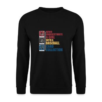 Vintage-Baseball-Kartensammlung für ein Mädchen - Unisex Pullover - Schwarz - Vorne - Alina (178cm) & Michal (187cm)