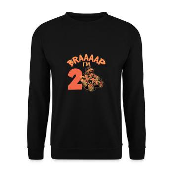 Braaaap Je suis 2 Quad VTT 2 ans 2ème anniversaire - Sweat-shirt Unisexe - noir - Devant - Alina (178cm) & Michal (187cm)